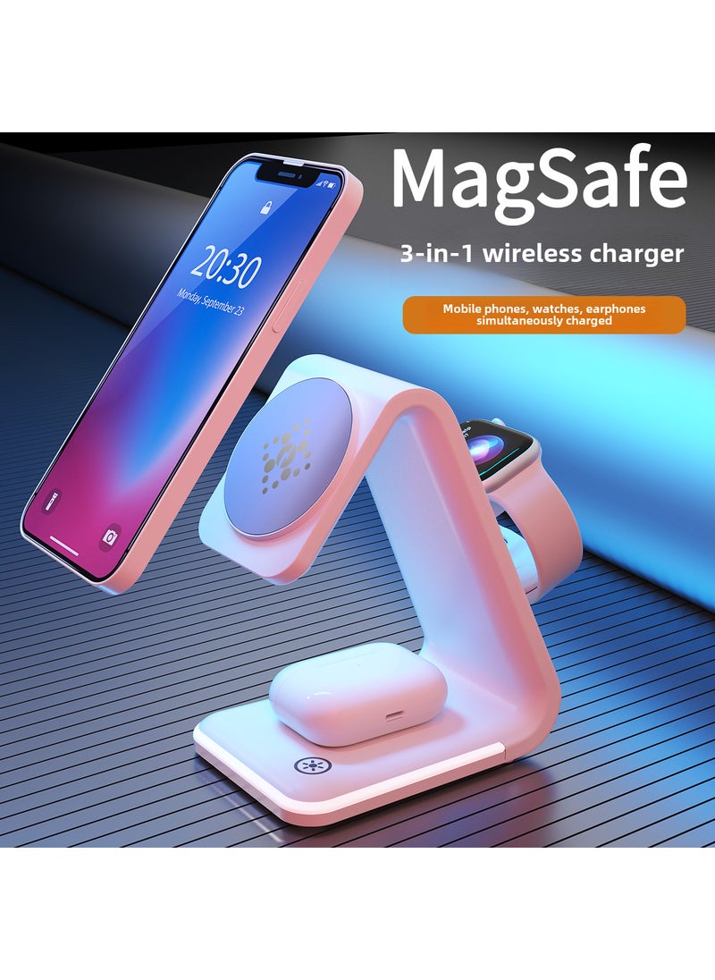 Generic - 3-in-1 MagSafe Wireless Charger Stand for Apple 14 Pro Max White - Image 1