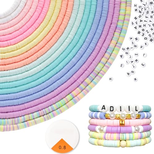 ADIIL 7200pcs Clay Beads Bracelet Making Kit, 6mm Polymer Heishi Beads for Jewelry Making, Friendship Bracelet Kit Birthday Gift for Adults Colorful - Image 1