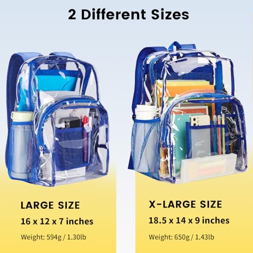 Vorspack Clear Backpack Heavy Duty PVC Transparent Backpack Extra Large Clear Backpacks with Reinforced Strap for College Workplace Security Blue - Image 3