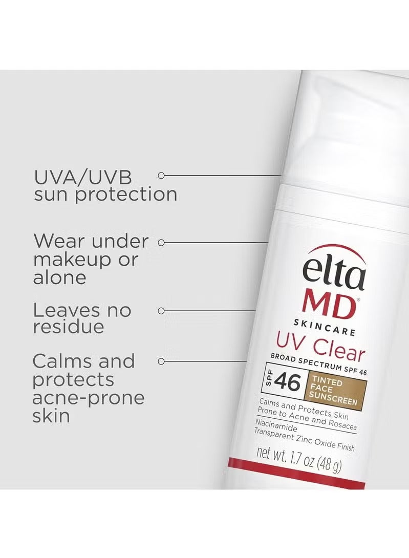 EltaMD UV Clear Tinted Face Sunscreen, SPF 46 Oil- Free Tinted Sunscreen with Zinc Oxide, Dermatologist Recommended Sunscreen, 1.7 oz Pump - Image 2