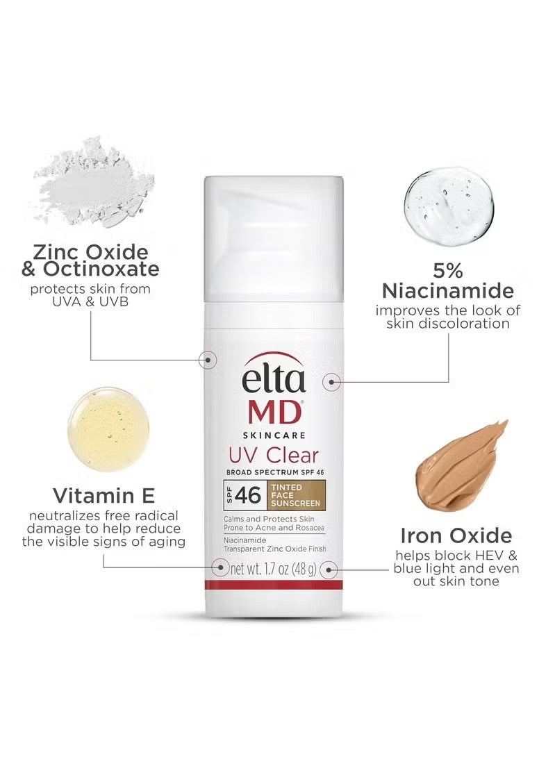 EltaMD UV Clear Tinted Face Sunscreen, SPF 46 Oil- Free Tinted Sunscreen with Zinc Oxide, Dermatologist Recommended Sunscreen, 1.7 oz Pump - Image 5
