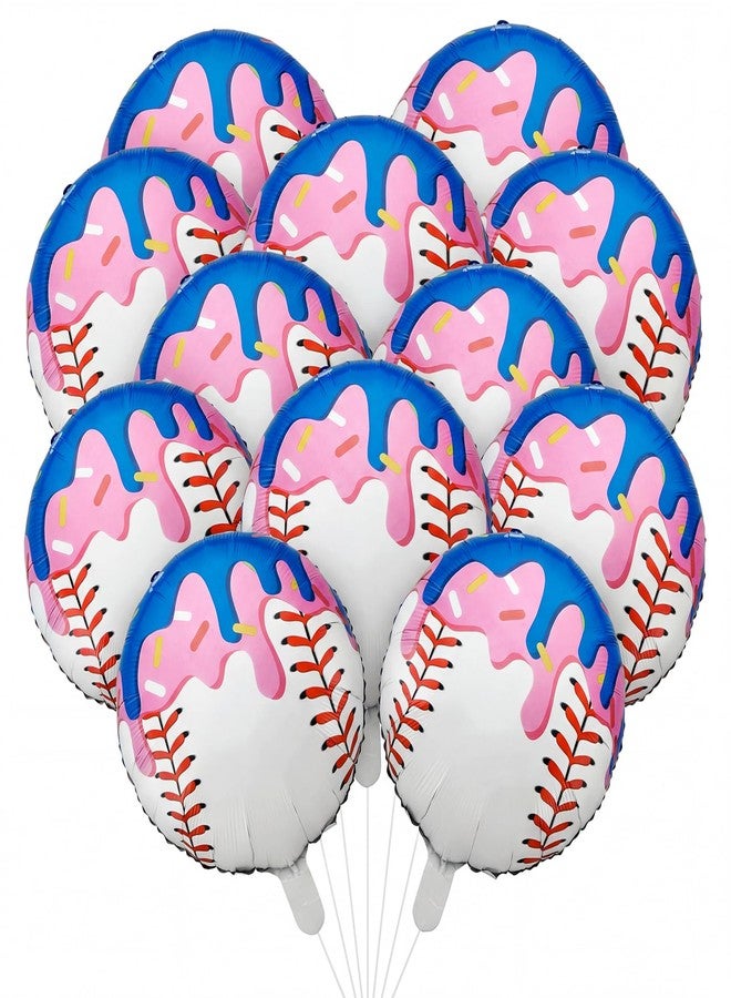 Vertintong 12 Pcs Ice Cream Drip Baseball Party Decoration Baseball Drip Aluminum Foil Balloon 18" Foil Helium Ice Cream Balloon Summer Sport Party Decor for Summer Birthday Celebration Supplies - Image 1