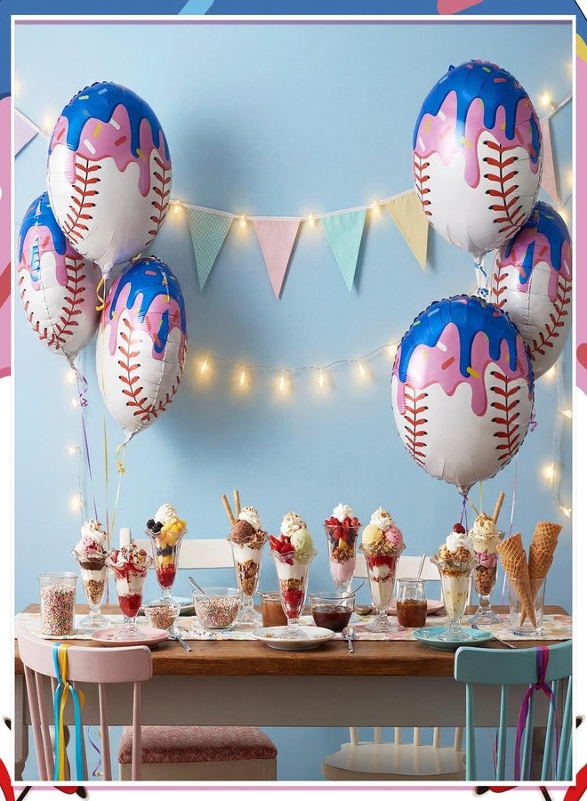 Vertintong 12 Pcs Ice Cream Drip Baseball Party Decoration Baseball Drip Aluminum Foil Balloon 18" Foil Helium Ice Cream Balloon Summer Sport Party Decor for Summer Birthday Celebration Supplies - Image 2