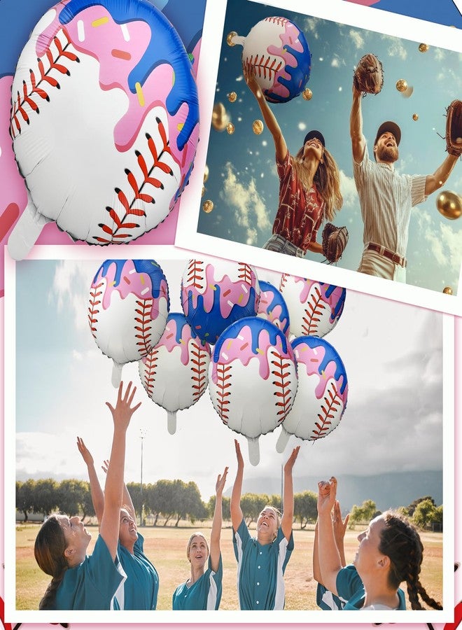 Vertintong 12 Pcs Ice Cream Drip Baseball Party Decoration Baseball Drip Aluminum Foil Balloon 18" Foil Helium Ice Cream Balloon Summer Sport Party Decor for Summer Birthday Celebration Supplies - Image 5