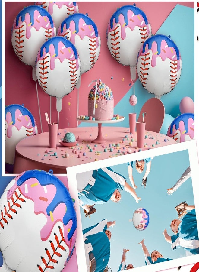 Vertintong 12 Pcs Ice Cream Drip Baseball Party Decoration Baseball Drip Aluminum Foil Balloon 18" Foil Helium Ice Cream Balloon Summer Sport Party Decor for Summer Birthday Celebration Supplies - Image 4