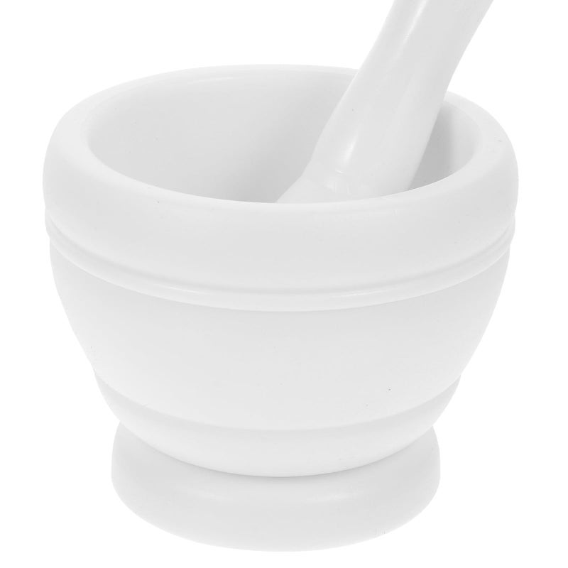 Small White Plastic Mortar Pestle Set Manual Garlic Masher Grinding Bowl For Kitchen Spices - Image 4