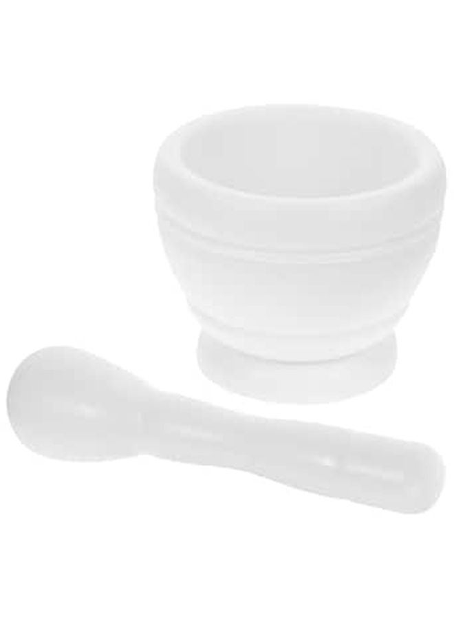 Small White Plastic Mortar Pestle Set Manual Garlic Masher Grinding Bowl For Kitchen Spices - Image 1
