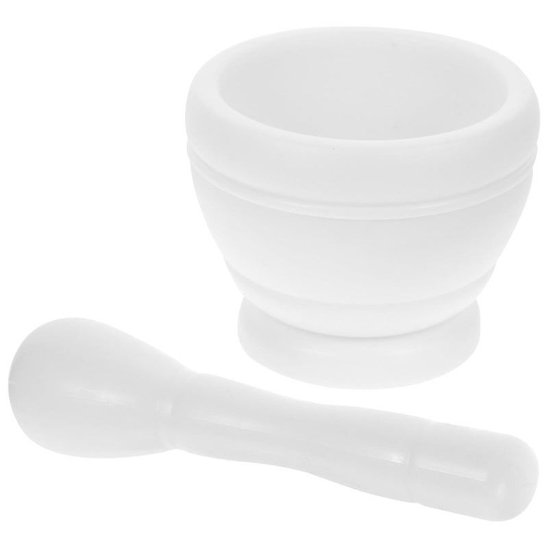 Small White Plastic Mortar Pestle Set Manual Garlic Masher Grinding Bowl For Kitchen Spices - Image 2