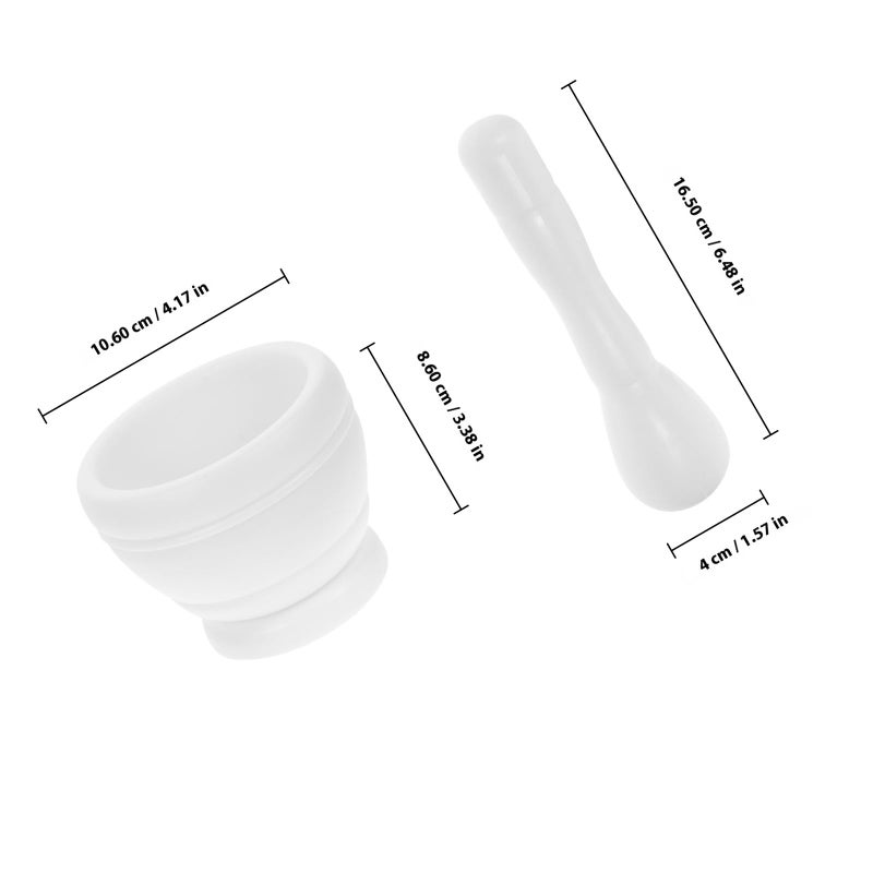 Small White Plastic Mortar Pestle Set Manual Garlic Masher Grinding Bowl For Kitchen Spices - Image 3