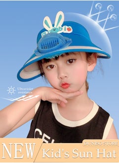Sun Visors Hat with Fan, Rechargeable Hat with Fan Built in, Large Area Sun Protection Fan Hats with Adjustable Elastic Buckle for Kids