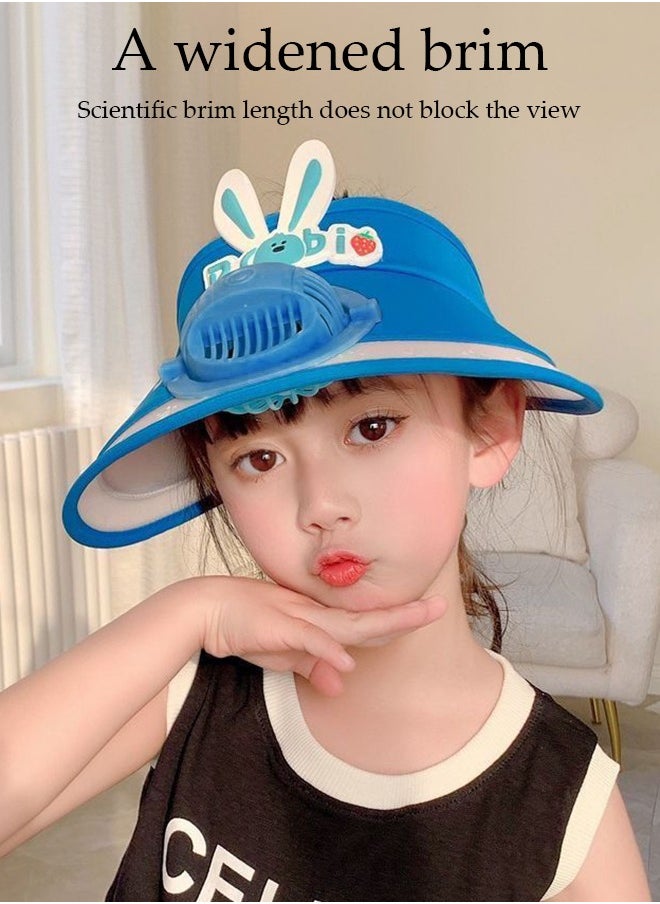 DUNISO - Sun Visors Hat with Fan, Rechargeable Hat with Fan Built in, Large Area Sun Protection Fan Hats with Adjustable Elastic Buckle for Kids - Image 1