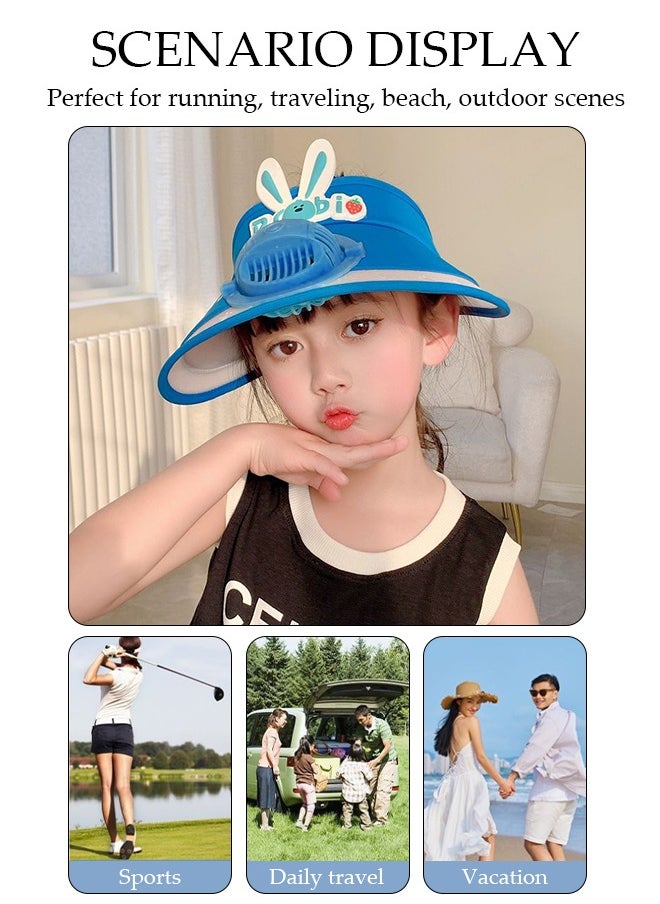 DUNISO - Sun Visors Hat with Fan, Rechargeable Hat with Fan Built in, Large Area Sun Protection Fan Hats with Adjustable Elastic Buckle for Kids - Image 1