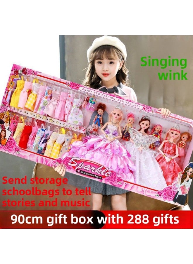 Internet Celebrity Girl Doll Princess 3 To 6 Years Old Doll Full Set Birthday Gift Gift Box Suit Play House Toy-Color:90cm Gift Box Can Sing And Blink 11 Joint Activities G4 Model-Specification:Details Corresponding To Pictures