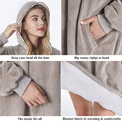 Felicigeely Blanket Hoodie, Oversized Wearable Blanket Sweatshirt for Adults Women Men Warm Cozy Thick Grey Hoodie Blanket with Pockets and Sleeves Gift for Her Mom Girls - Image 5