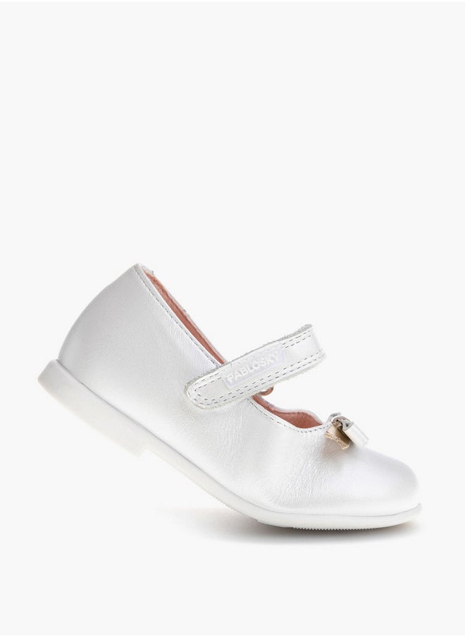 Pablosky Girls' Bow Accent Mary Jane Shoes with Hook and Loop Closure  - Image 5