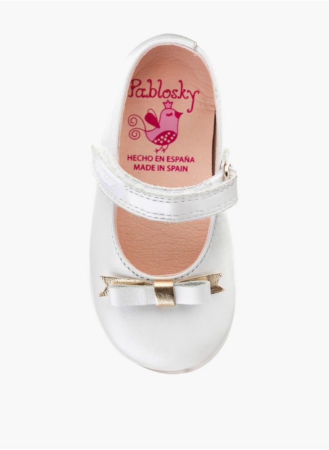 Pablosky Girls' Bow Accent Mary Jane Shoes with Hook and Loop Closure  - Image 4