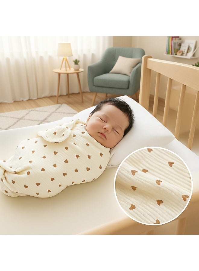 Y&D Newborn Baby Wrap Towel Double Gauze Baby Swaddling Towel Wrap Towel Breathable Anti-frightening Jumping Baby Nap Small Cover Blanket Ultra Soft Cozy Reversible Baby Blanket 100% Cotton Muslin Crib Comforter Quilt All Season Toddler Blankets for Boys and Girls Machine Washable - Image 1