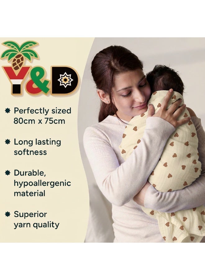 Y&D Newborn Baby Wrap Towel Double Gauze Baby Swaddling Towel Wrap Towel Breathable Anti-frightening Jumping Baby Nap Small Cover Blanket Ultra Soft Cozy Reversible Baby Blanket 100% Cotton Muslin Crib Comforter Quilt All Season Toddler Blankets for Boys and Girls Machine Washable - Image 2