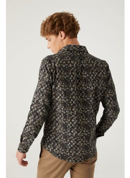 D'S DAMAT Slim Fit Green Printed Shirt 7HC022103327Y  - Image 4