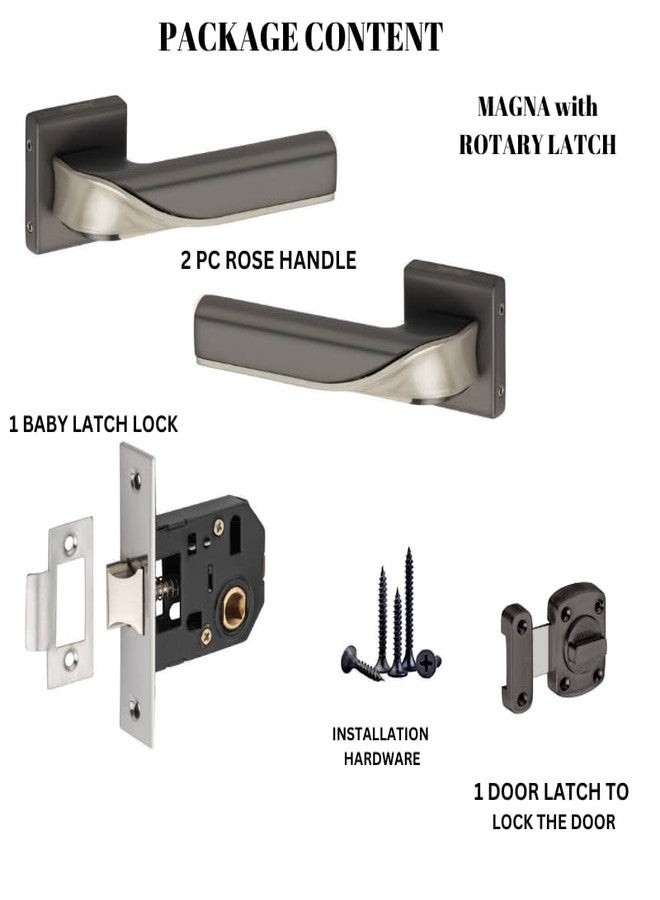 SARDAR Magna Black Finish Door Lock for Main Door/Mortise Door Lock Set/3 Brass Keys/Bedroom Door Lock/Handle Lock for Home/Office/Hotel (with Rotary Latch) - Image 3