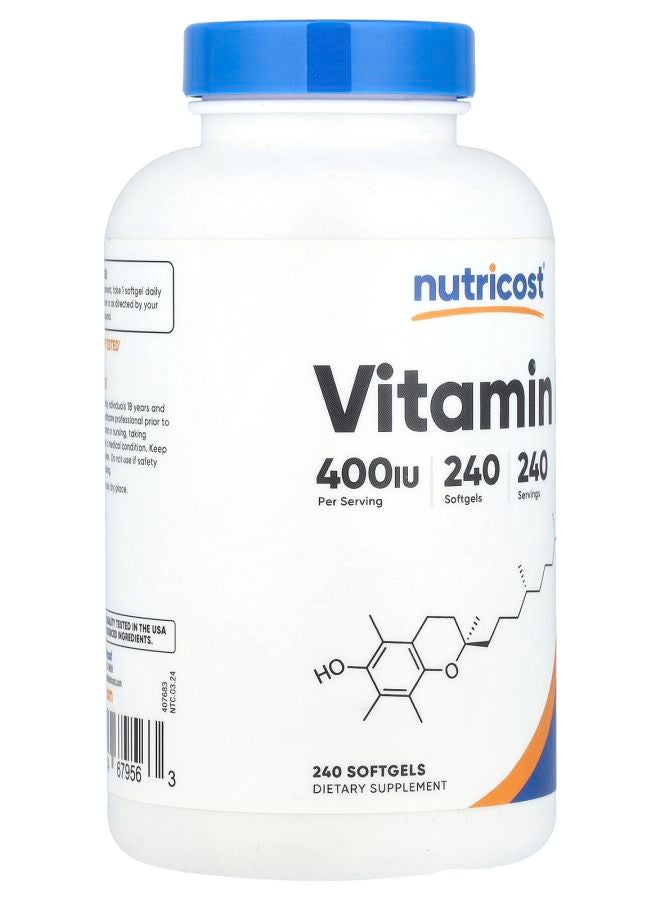 Nutricost Vitamin E 180 mg (400 IU) 240 Softgels  - Image 2
