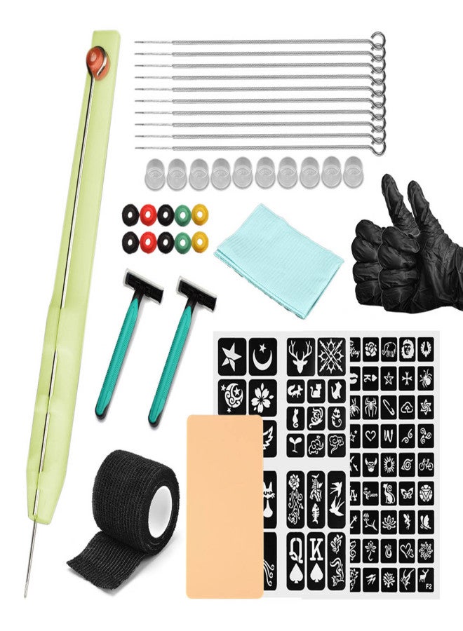 Hand Poke and Stick Tattoo Kit DIY Tattoo Supply Ink Gloves and Inkbox Tattoo Needles Set Includes 3RL / 5RL / 7RL / 9RL - Image 1
