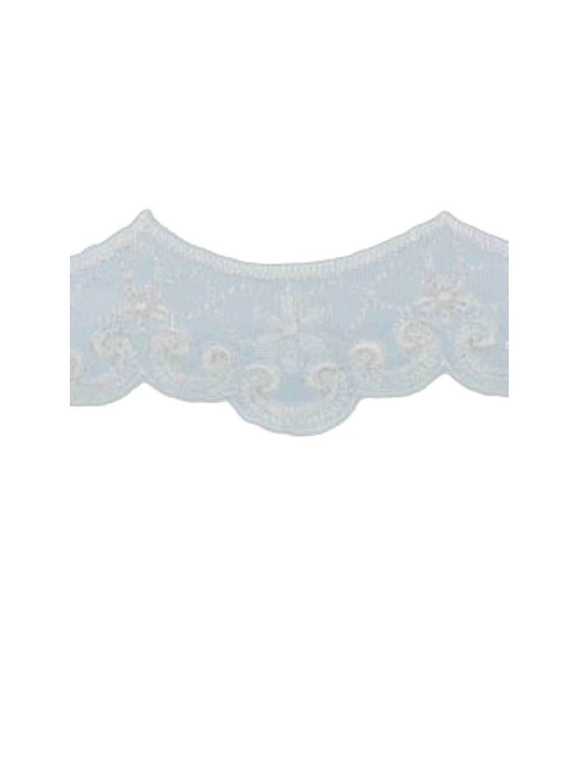 جالون مطرز بزخرفة الأورجانزا مقاس 1-1 / 2 إنش محار / فضي - Image 3