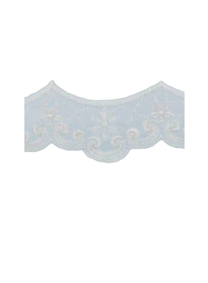 جالون مطرز بزخرفة الأورجانزا مقاس 1-1 / 2 إنش محار / فضي - Image 1