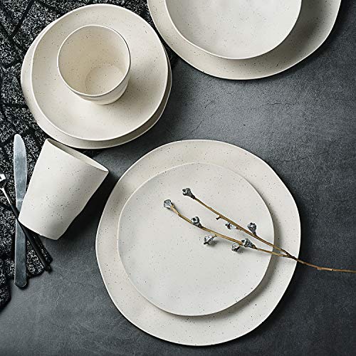 Morgiana Bamboo Dinnerware Set, 8-Pieces Reusable Tableware Set Eco-Friendly Bamboo Fiber Plates, Cups, Bowls for 2 Person (White) - Image 3
