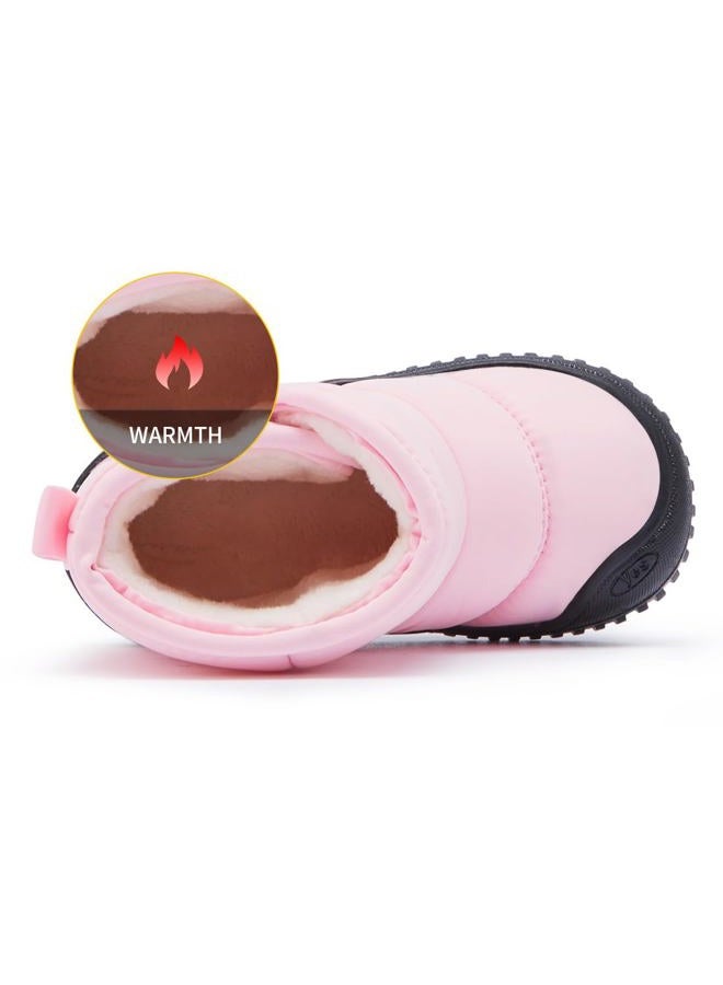 BMCiTYBM Baby Snow Boots Boys Girls Winter Infant Shoes Anti-Slip 6 9 12 18 24 Months Faux Fur Pink Size 12-18 Months Toddler - Image 3