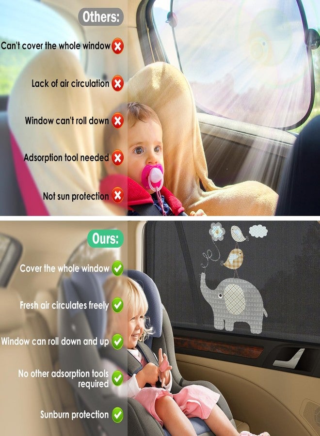Pakoo Car Window Shade for Baby, UV Protection Breathable Mesh Baby Window Covers, Universal Fit Stretchable Sun Shades, Keep Car Interior Cool and Comfortable for Toddler Kids Children (2 Pack) - Image 2