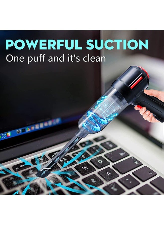 Compressed Air Duster & Mini Vacuum Keyboard Cleaner 3-in-1, New Generation Canned Air Spray, Portable Electric Air Can, Cordless Blower Computer Cleaning Kit