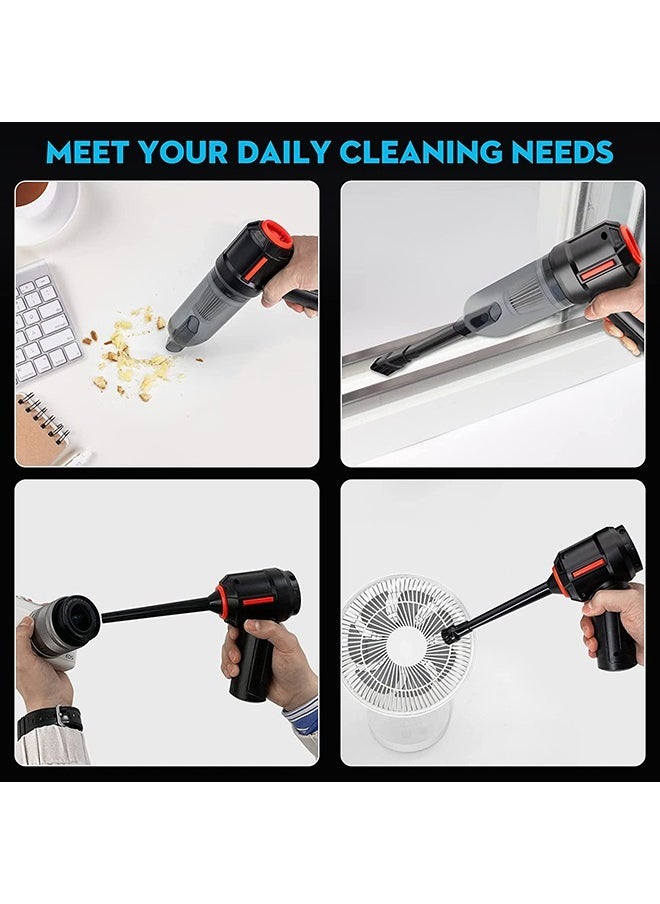 Compressed Air Duster & Mini Vacuum Keyboard Cleaner 3-in-1, New Generation Canned Air Spray, Portable Electric Air Can, Cordless Blower Computer Cleaning Kit