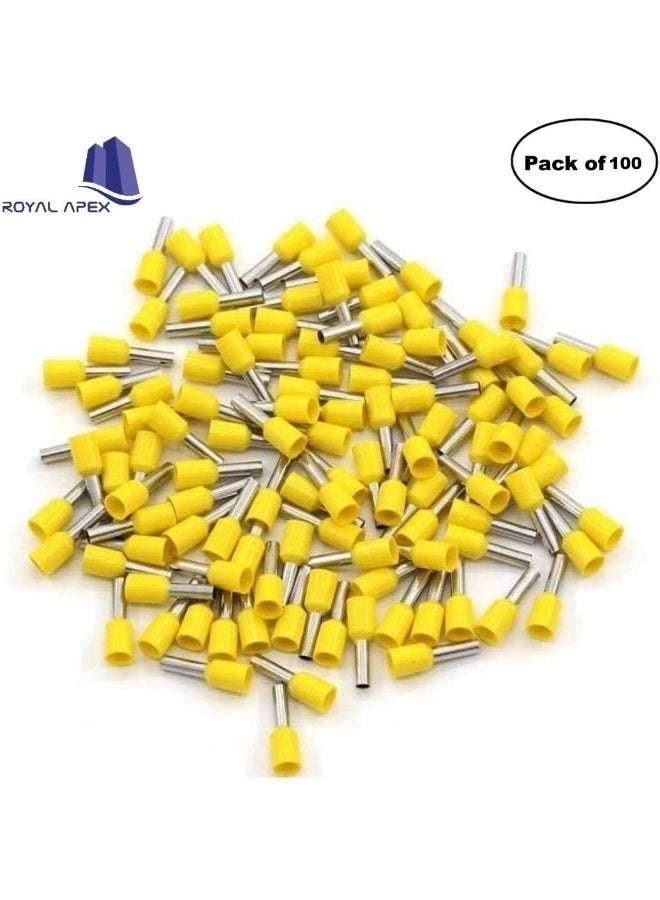 Royal Apex Insulated Ferrules Terminal Block Cord End Wire Tubular Connector Electrical Crimp Cable Lugs Terminal Cable Crimp Cable Sleeve For Wire Connection Pack Of 100 4Mm -E4009 Yellow - Image 2