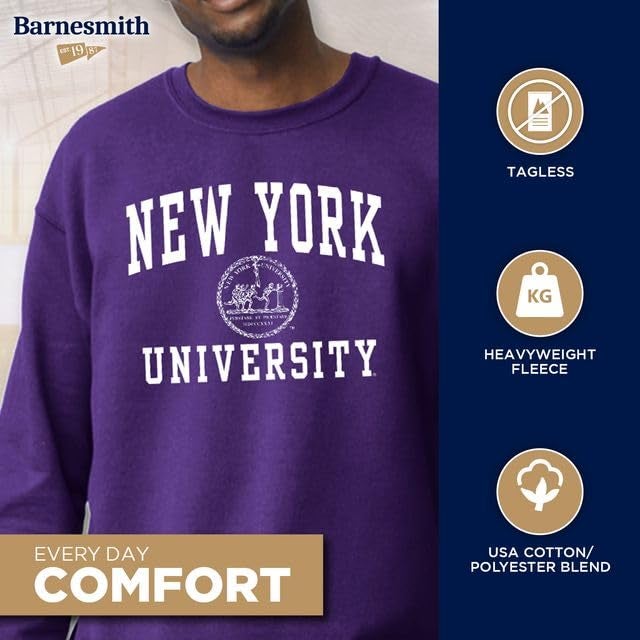 Barnesmith New York University NYU Violets Adult Unisex Crewneck Sweatshirt, Heritage, Violet, Small - Image 3