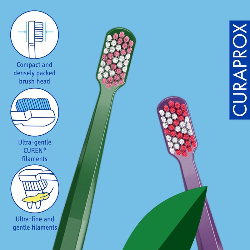 CURAPROX CS 5460 Duo - Recycled Edition 2024 / Ultra Soft for Sensitive Gums and Teeth | Pack of 2 | Green/Purple/Made in Switzerland - Image 3