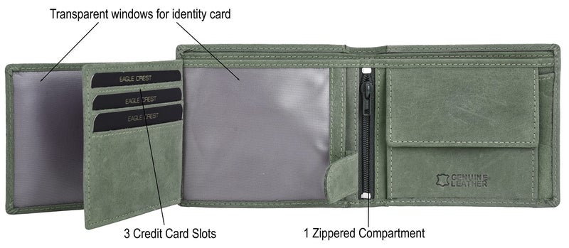 Eagle Crest Nova Vintage Green Leather Wallet for Men - Image 4