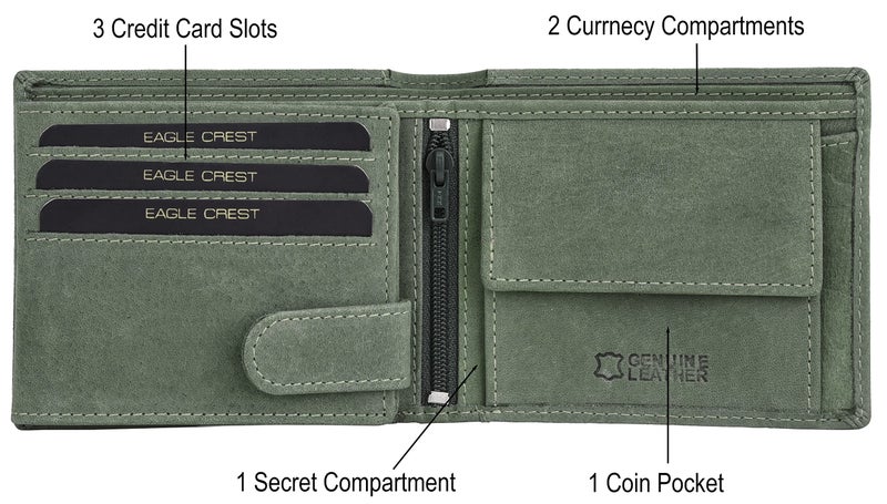 Eagle Crest Nova Vintage Green Leather Wallet for Men - Image 3