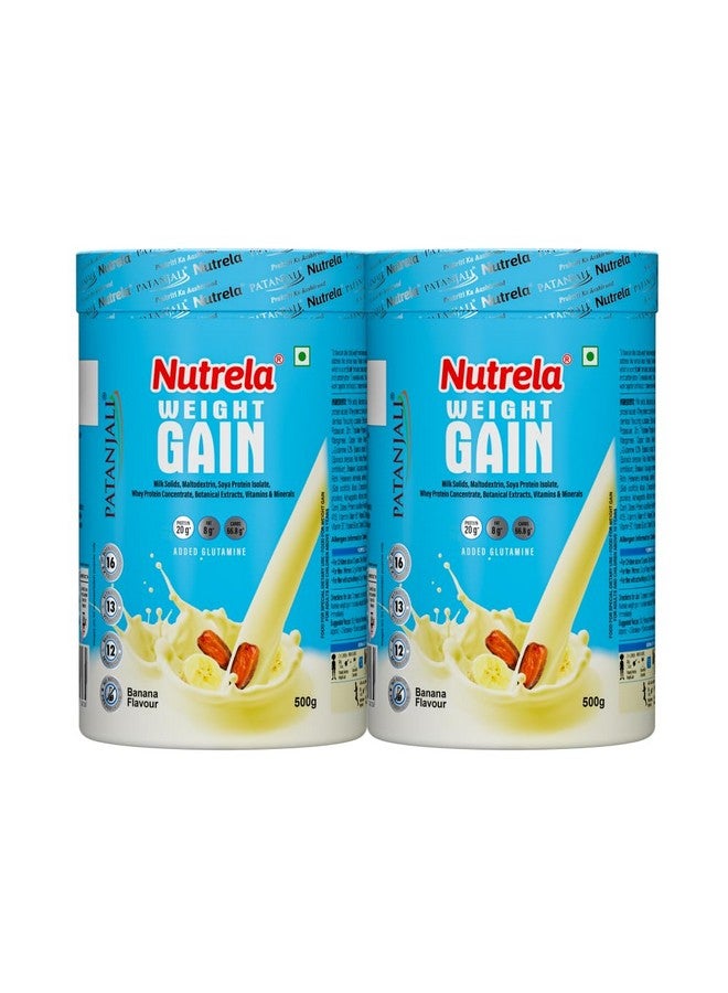Nutrela Weight Gainer | 500g Banana Flavour (Pack of 2) | High-Calorie Mass Gainer with Vitamins & Khandsari Sugar | Ideal for Men & Women - Image 1