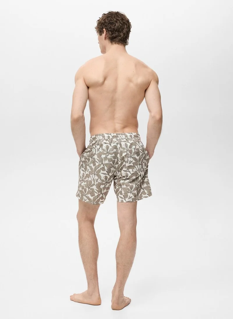 Mango Man Casual Floral Print Trunks