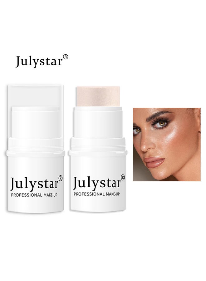Julystar Highlighter Makeup Stick, Highlights Light Face Glow,Shimmer Cream Powder Waterproof Long-lasting Face Highlight Makeup for Daily Wear 3D Wonder Stick - Image 1