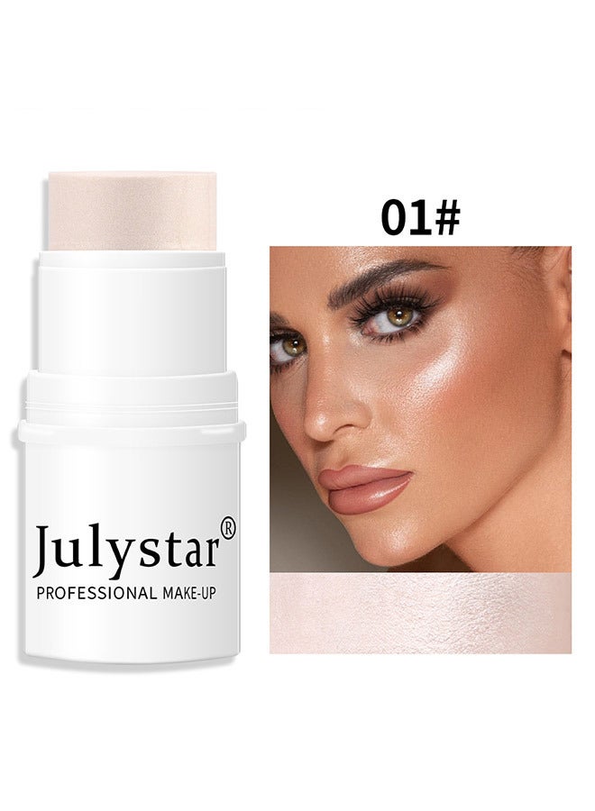 Julystar Highlighter Makeup Stick, Highlights Light Face Glow,Shimmer Cream Powder Waterproof Long-lasting Face Highlight Makeup for Daily Wear 3D Wonder Stick - Image 2