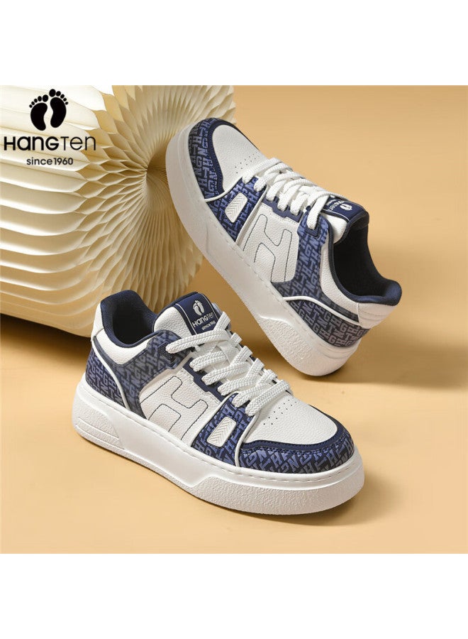 Hang Ten Trendy Men's Spring Thick-soled Height-increasing Casual Low-top Shoes With Waist Flower And Fruit Lace-up Fashion Sneakers - Image 1