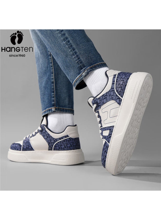 Hang Ten Trendy Men's Spring Thick-soled Height-increasing Casual Low-top Shoes With Waist Flower And Fruit Lace-up Fashion Sneakers - Image 2