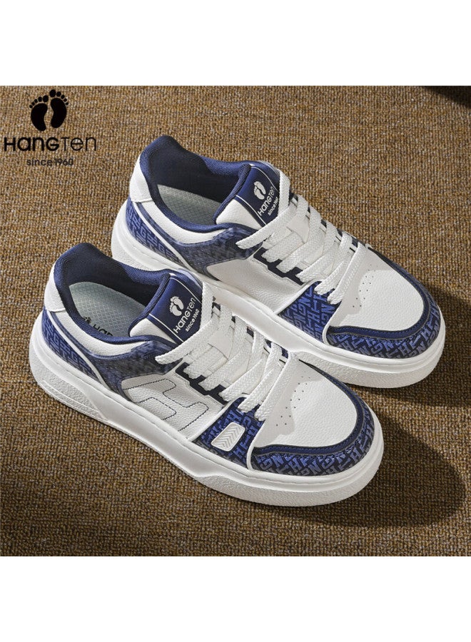 Hang Ten Trendy Men's Spring Thick-soled Height-increasing Casual Low-top Shoes With Waist Flower And Fruit Lace-up Fashion Sneakers - Image 3