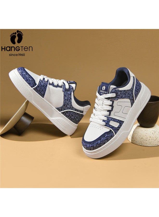 Hang Ten Trendy Men's Spring Thick-soled Height-increasing Casual Low-top Shoes With Waist Flower And Fruit Lace-up Fashion Sneakers - Image 4
