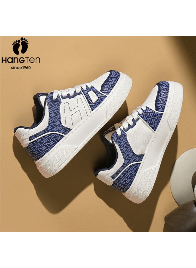 Hang Ten Trendy Men's Spring Thick-soled Height-increasing Casual Low-top Shoes With Waist Flower And Fruit Lace-up Fashion Sneakers - Image 5