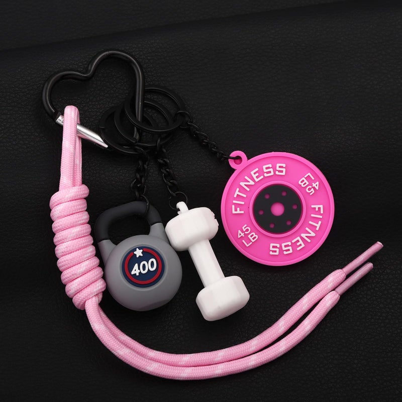 SORGERLY Gym Bag Charm Dumbbell Keychain - Pink Paracord Rope Barbell Kettlebell Charm Purse Tote Handbag Backpack Accessories - Fitness Lovers Gift for Women Men (pink) - Image 5