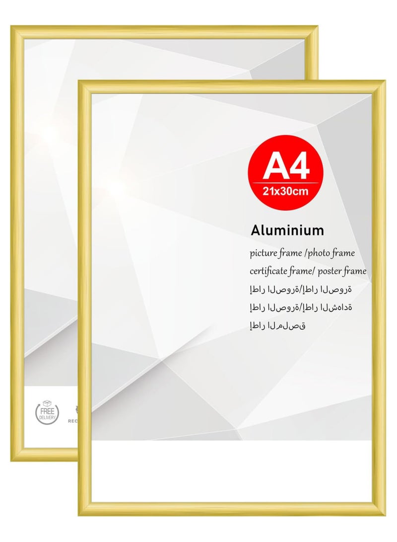 A4 photo frame, 2-pack 21x30cm black Aluminium picture frame, certificate frame for wall mounting or table display, set of 2  - Image 1