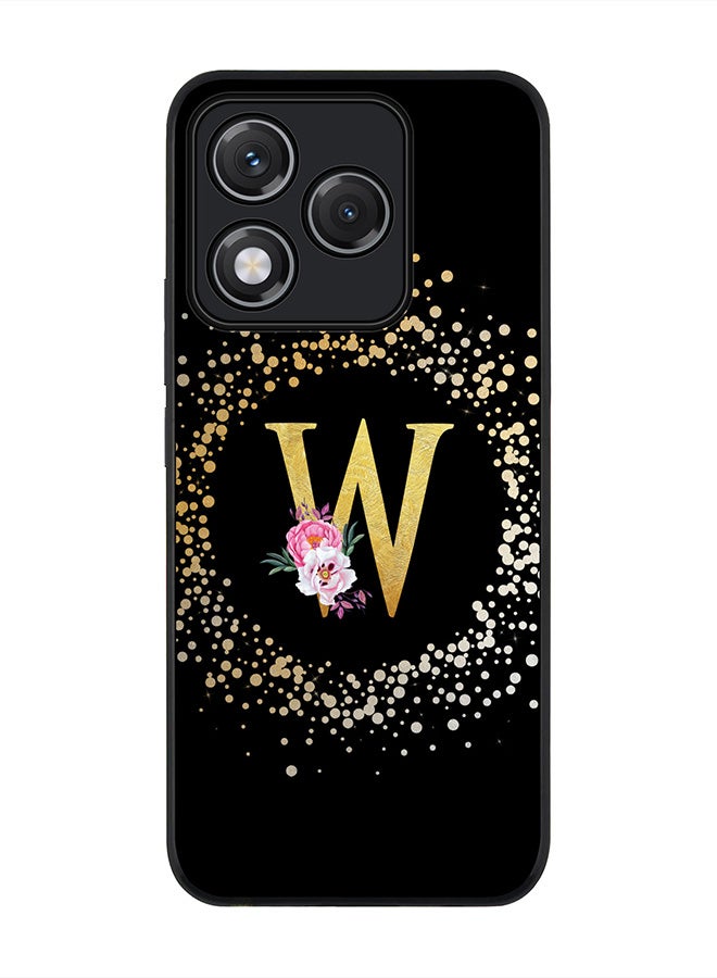 Stylizedd For Honor 400 Lite Case,Slim fit Camera Protection, Shockproof Thin Phone cover  - Custom Monogram Floral - W ( Black )